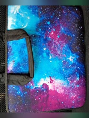 “Like New”Galaxy Print Laptop Sleeve - Blue & Pink Nebula. Measures: (10” X 15”)